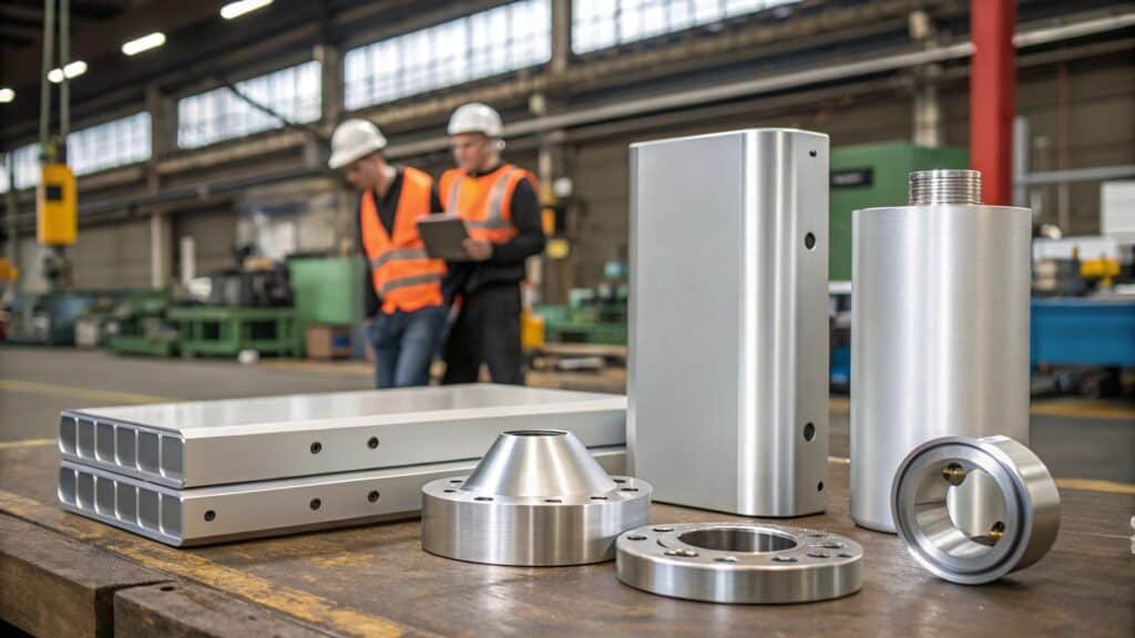 A magnified view showing the grain structure of an aluminum alloy.